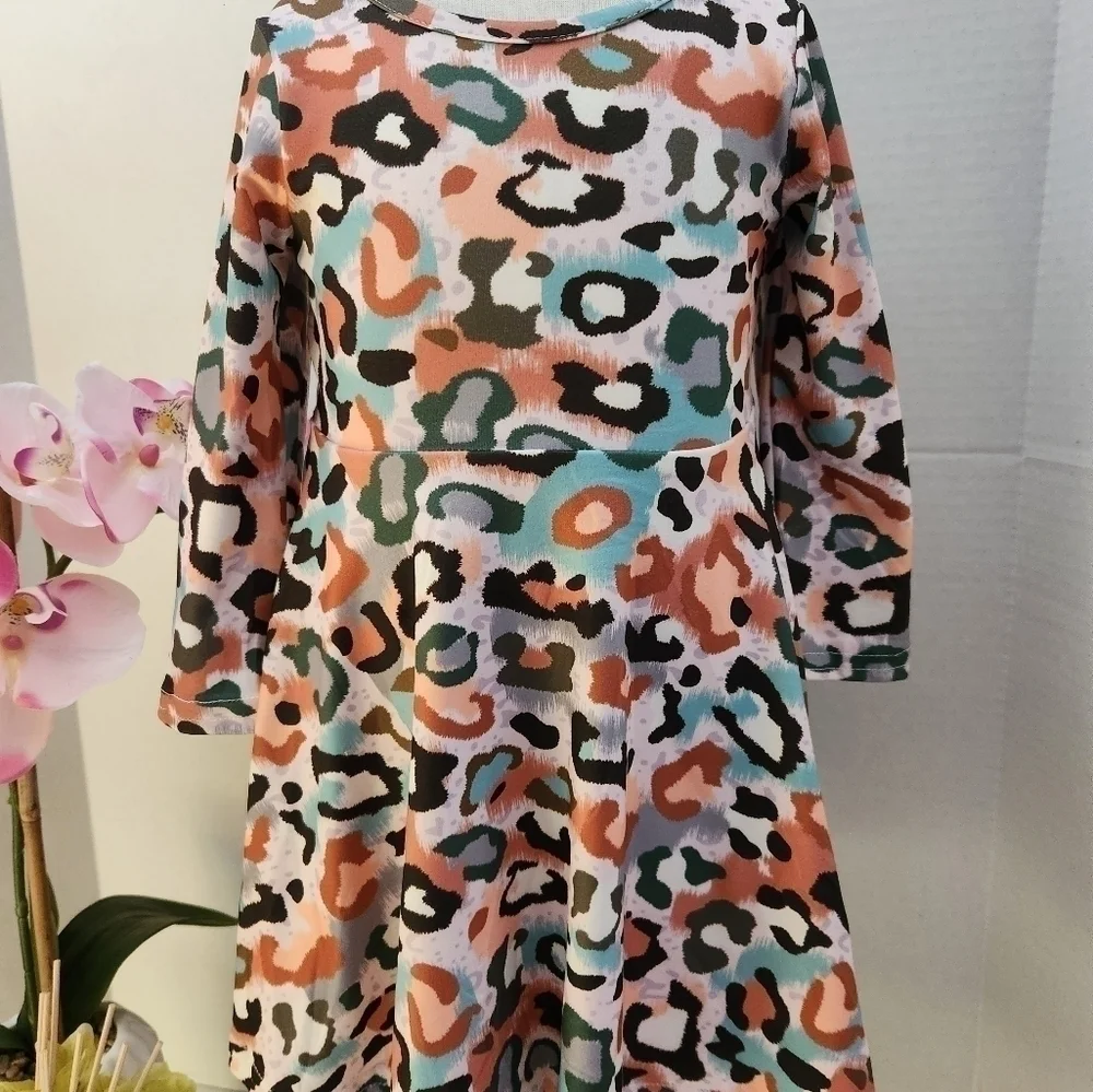 Curtsy & Bows Animal Print Fit & Flare  Girl's Dress, Size 4T, NWT